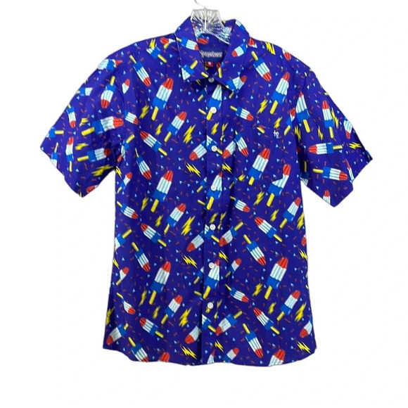 New Men's Tipsy Elves Novelty Popsicle Print Short Sleeve Shirt Size Medium (M) - Picture 1 of 11